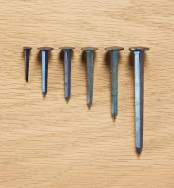 Sale Blued Steel Diamond-Head Forged Nails From Clouterie Rivierre, 140 Assorted Pieces Fasteners