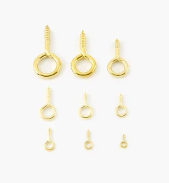 Clearance Brass-Plated Screw Eyes Hooks