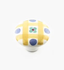 Hot Brown Checker Painted Ceramic Knobs Knobs