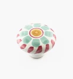 Green Floral Painted Ceramic Knobs Knobs