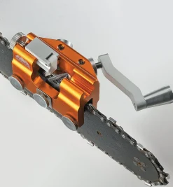 Hand-Crank Chain-Saw Sharpener Sharpening
