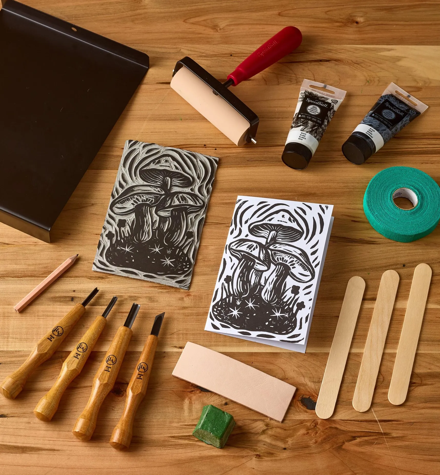 Hot Make It Yourself Linocut Printmaking Kit Supplies