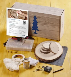 New Make It Yourself Pyrography Clock & Coasters Kit Supplies