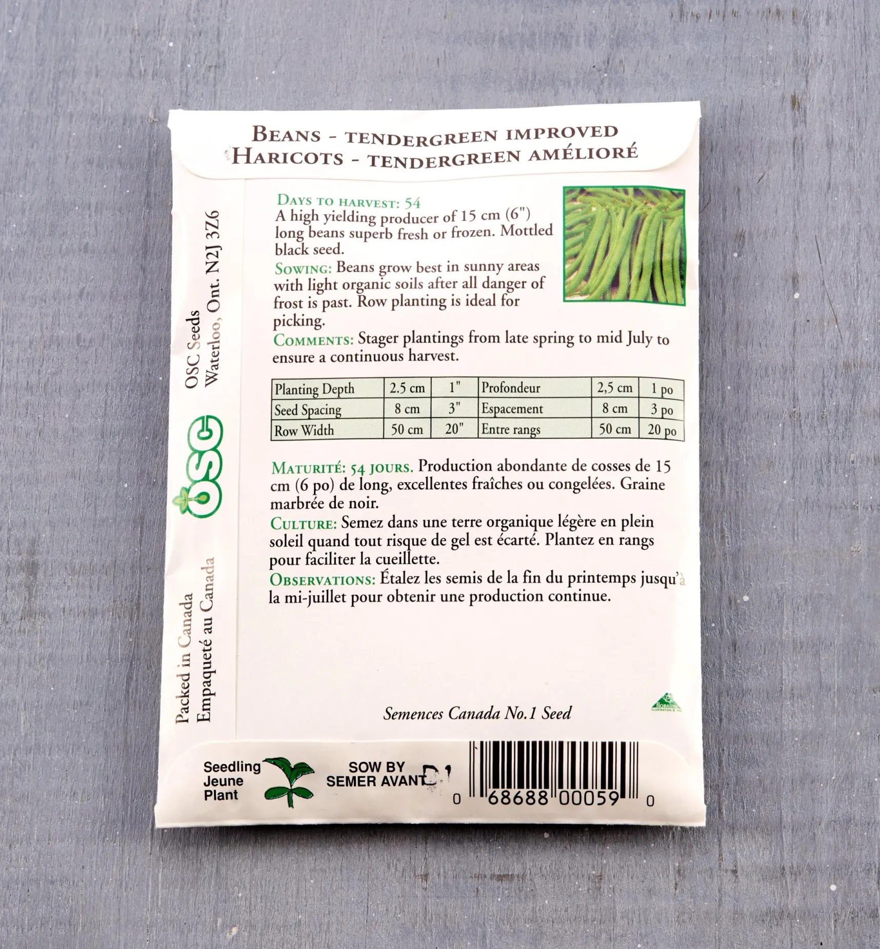 New OSC Bean Seed Packet Seed Starting