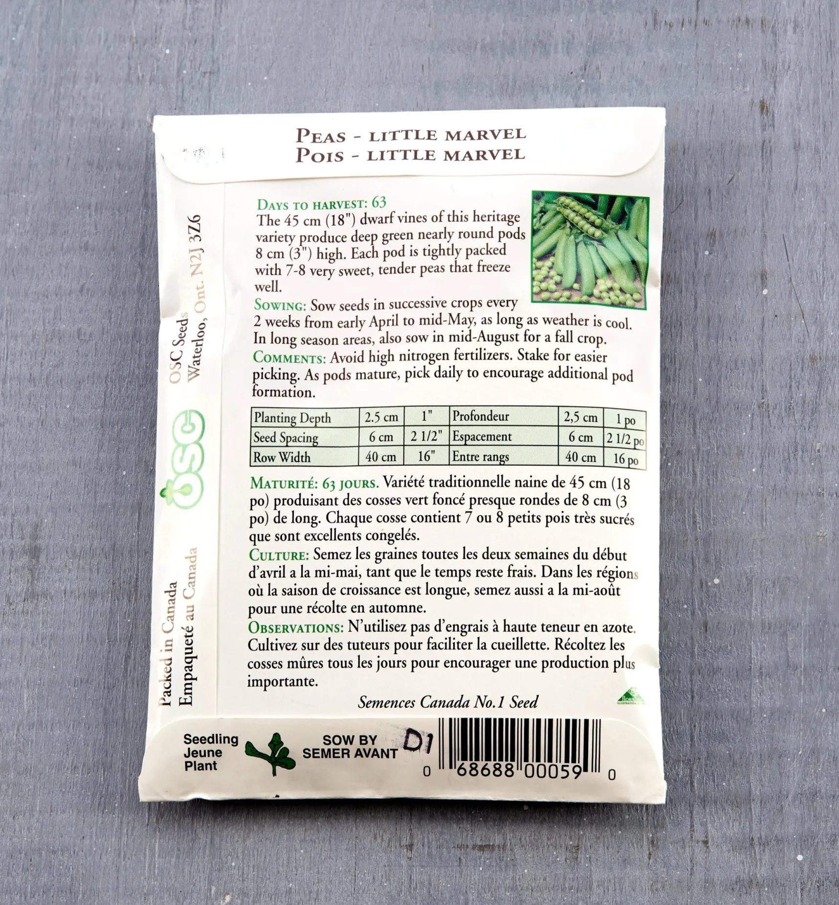 Online OSC Pea Seed Packets Seed Starting