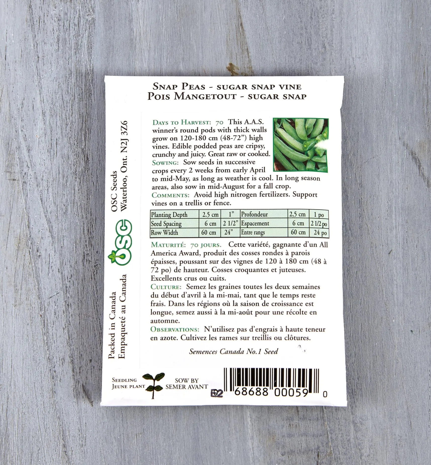 Online OSC Pea Seed Packets Seed Starting