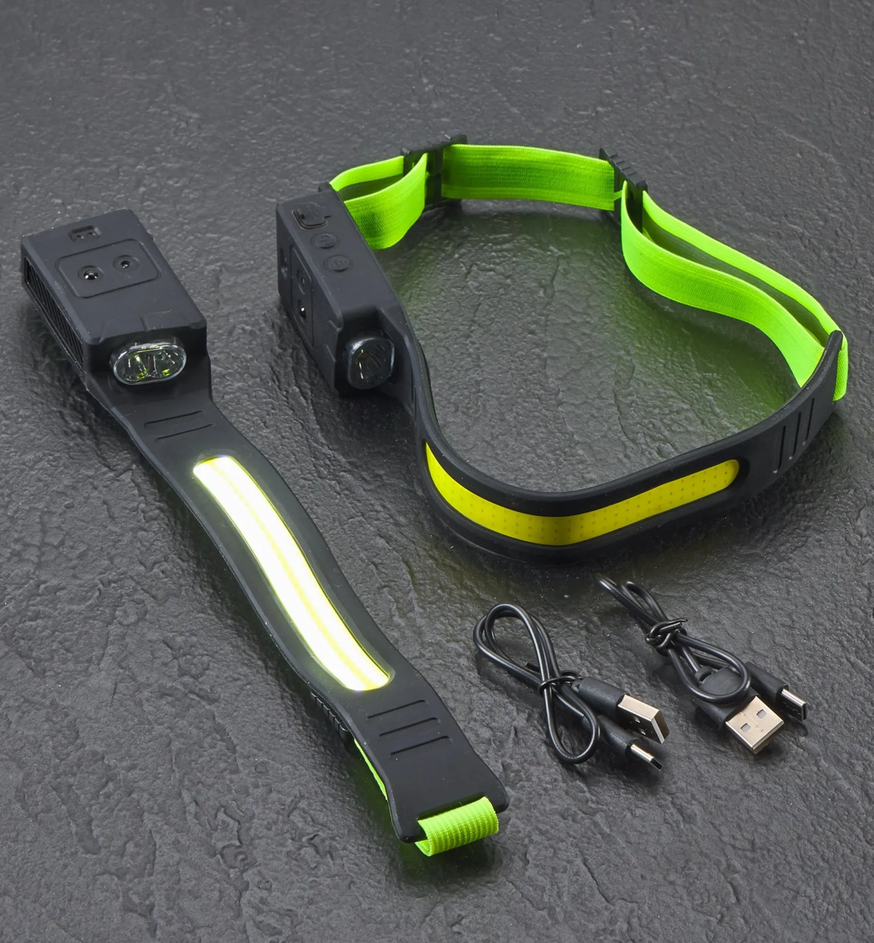 Discount Pair Of Rechargeable COB Headlamps Lighting