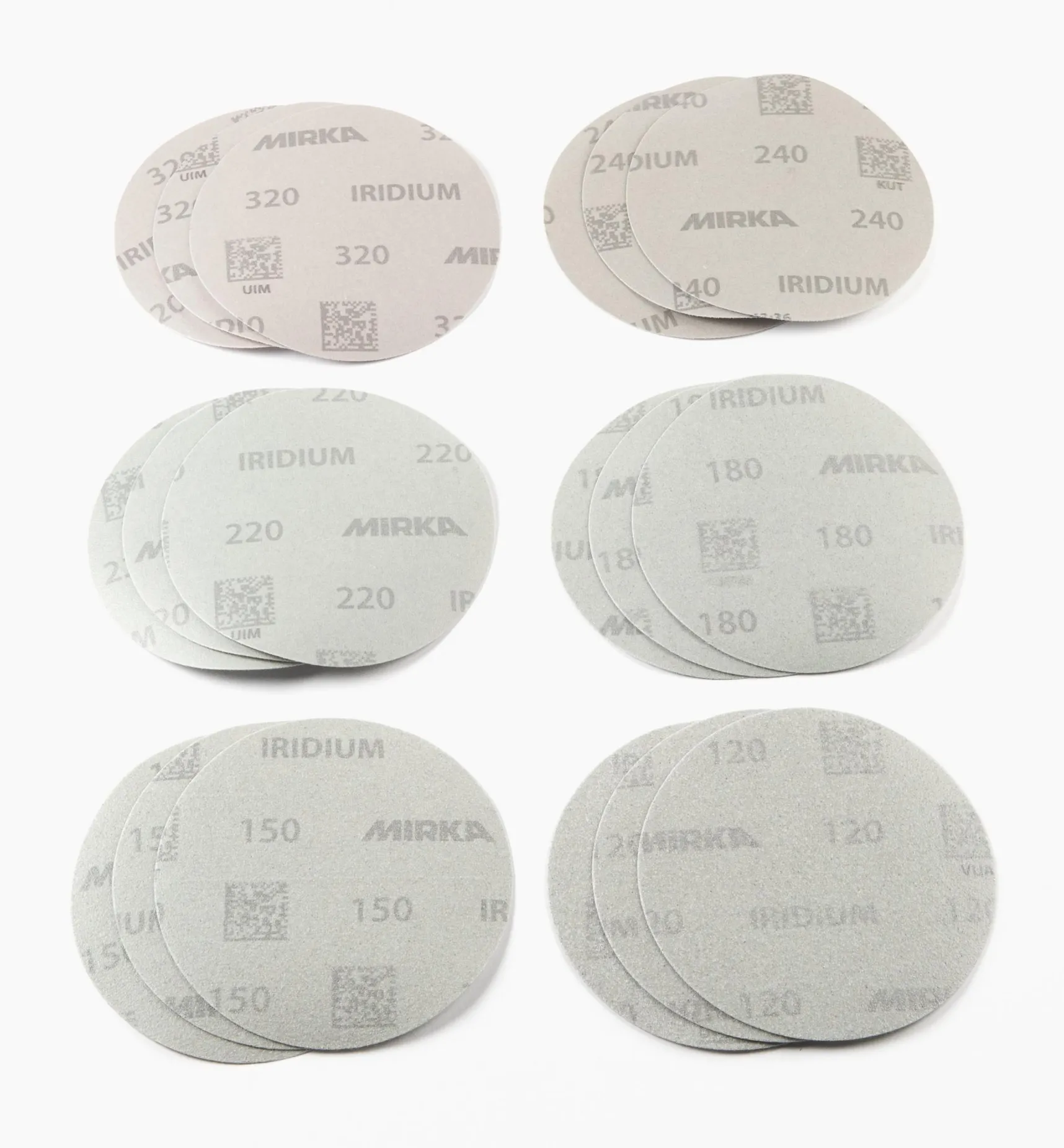 New 18-Pc. Sample Pack Of Mirka 5" No-Hole Iridium Grip Discs Supplies