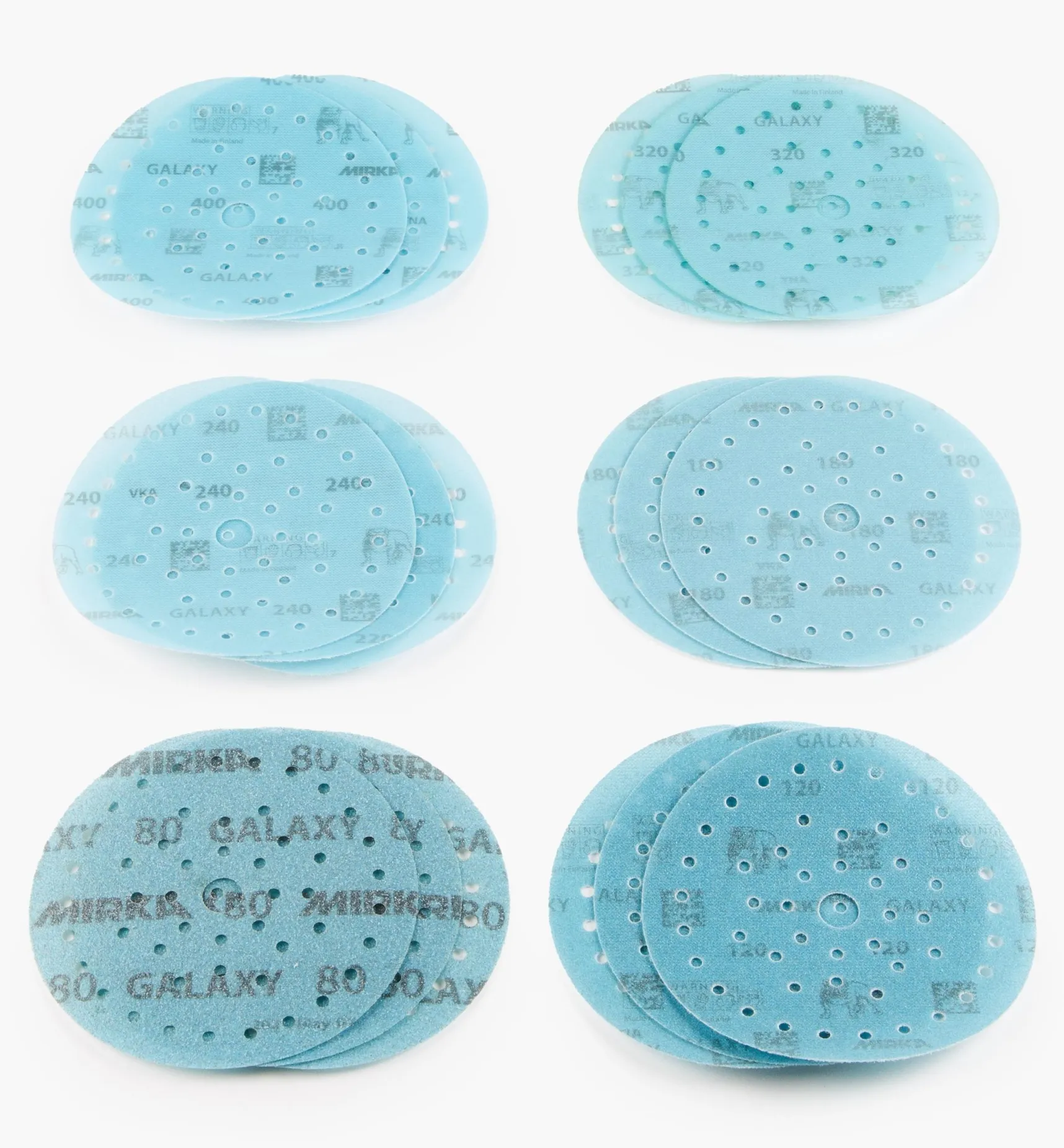 Outlet 18-Pc. Sample Pack Of Mirka 6" Galaxy Multifit Grip Discs Supplies