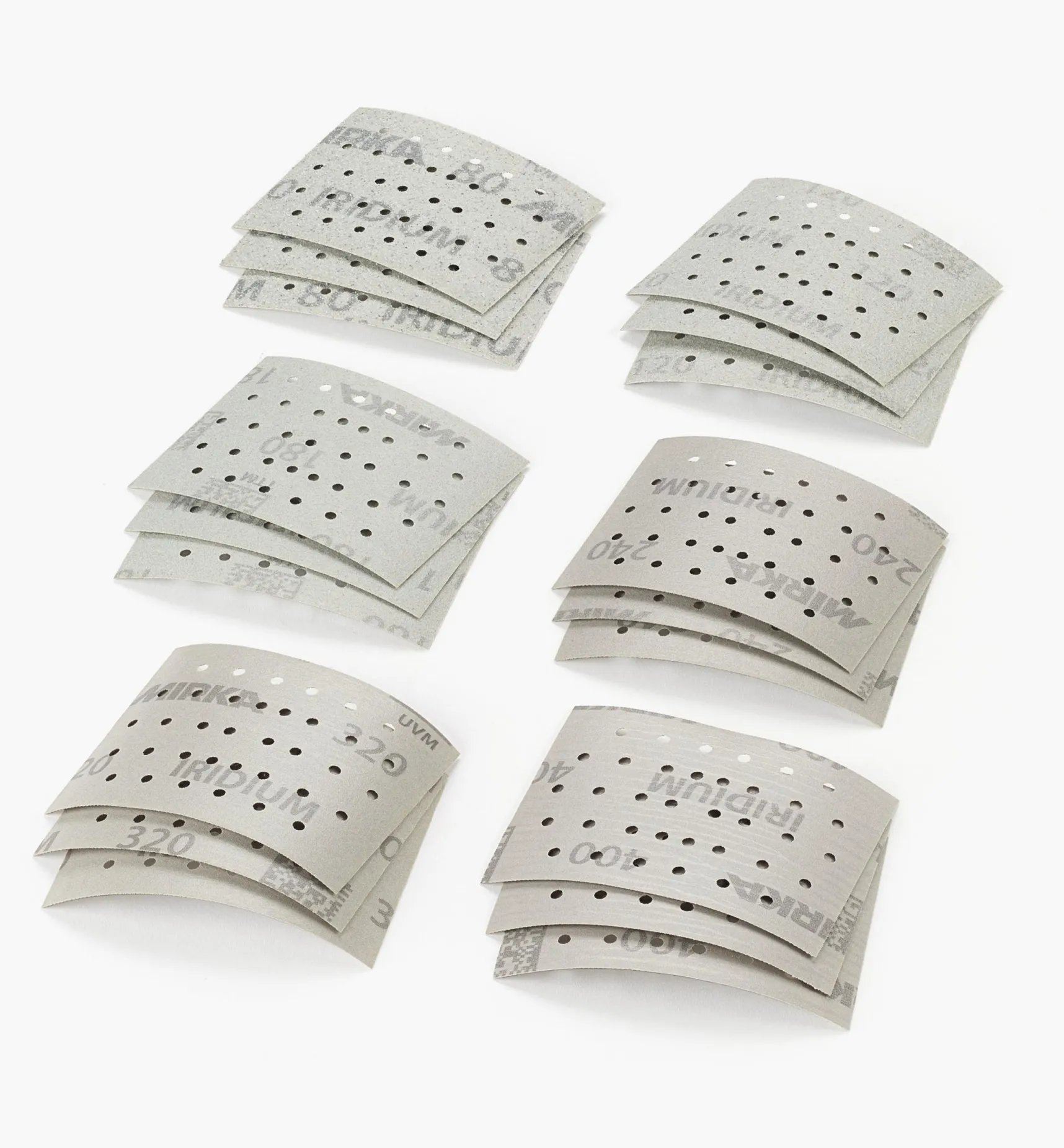 Outlet 18-Pc. Sample Pack Of Mirka Iridium 3" × 4" 36-Hole Grip Sheets Supplies
