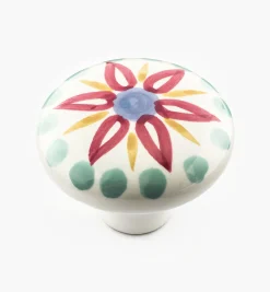 Discount Red Floral Painted Ceramic Knobs Knobs