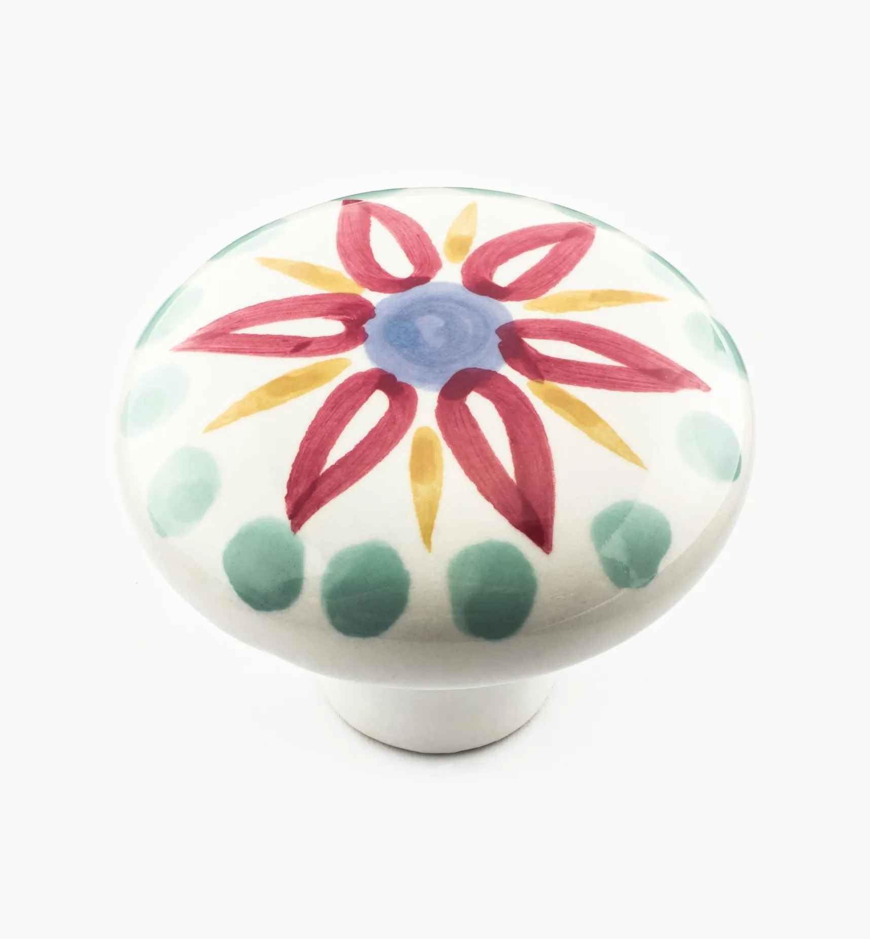 Discount Red Floral Painted Ceramic Knobs Knobs