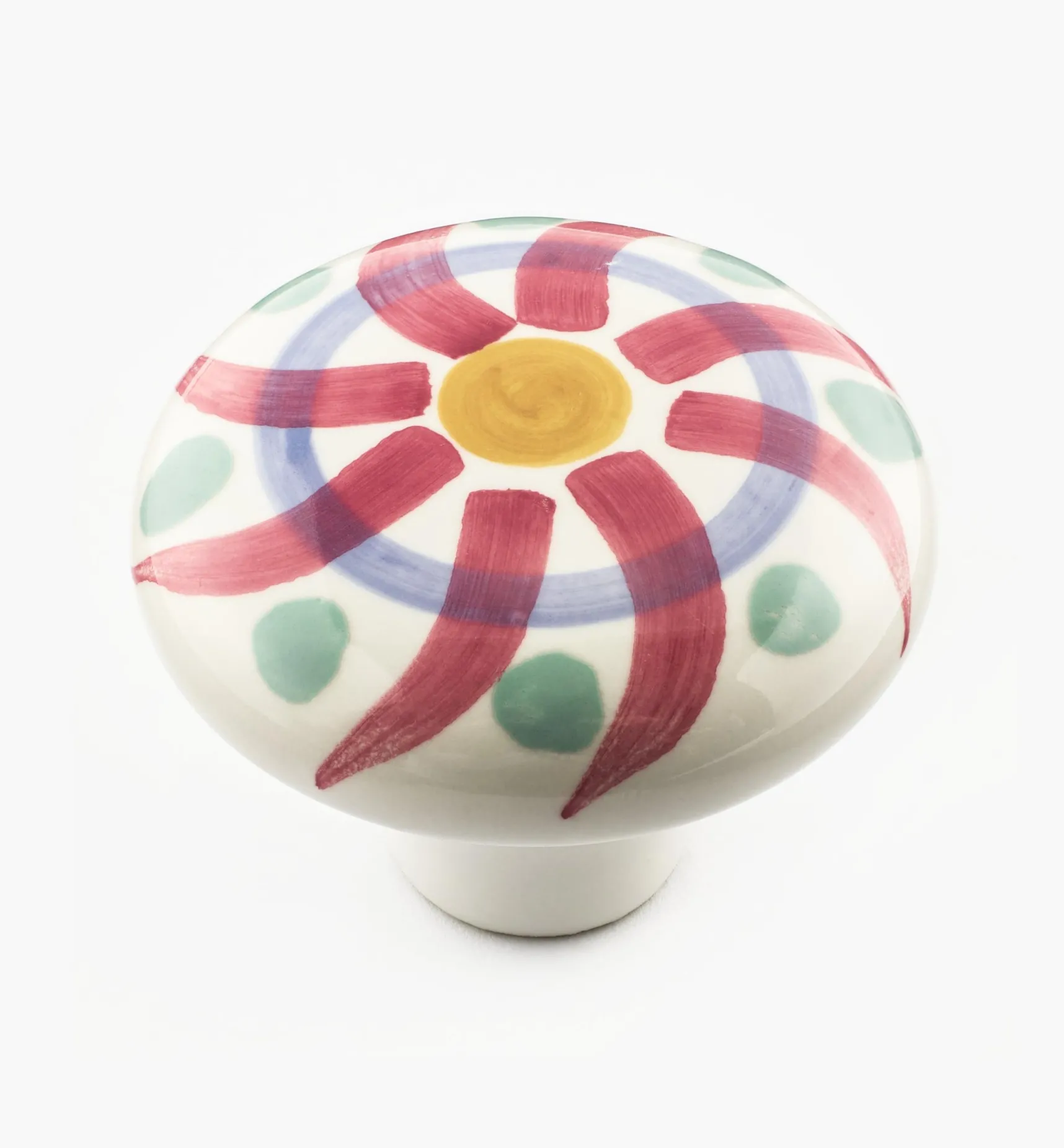 Red Swirl Painted Ceramic Knobs Knobs