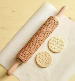 Sale Roses & Tulips Embossing Rolling Pin Bakeware