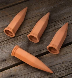 Set Of 4 Terra Cotta Watering Spikes Indoor Gardening