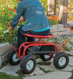 Clearance Steerable Rolling Seat With Tool Tray Garden Care