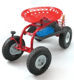 Clearance Steerable Rolling Seat With Tool Tray Garden Care