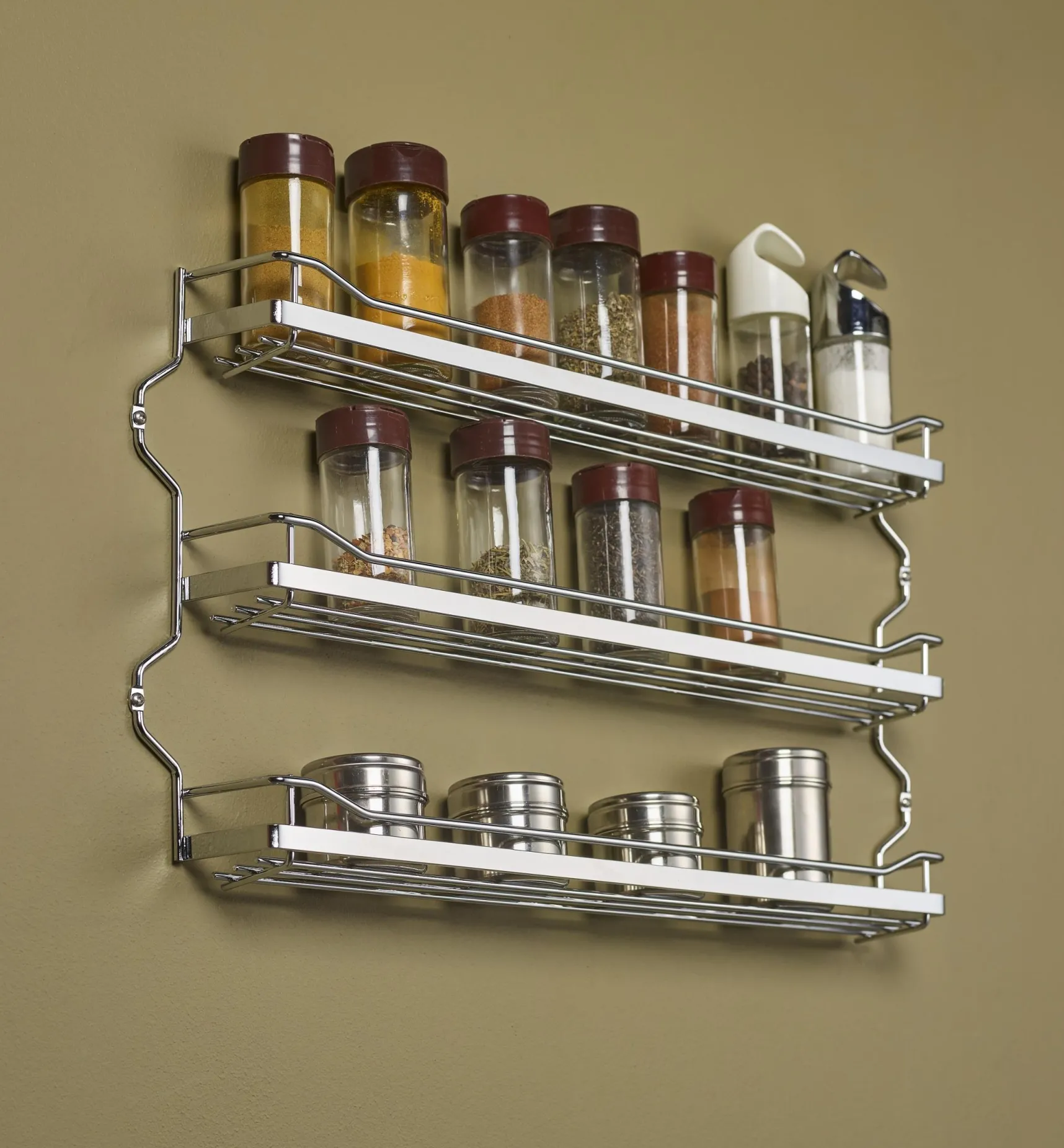 Outlet Three-Shelf Screw-Mount Spice Rack Kitchen Hardware